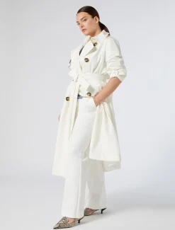 Marina Rinaldi Pantalon évasé en coton stretch BLANC Best