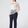 Marina Rinaldi Pantalon évasé en toile de laine BLEUNUIT Outlet
