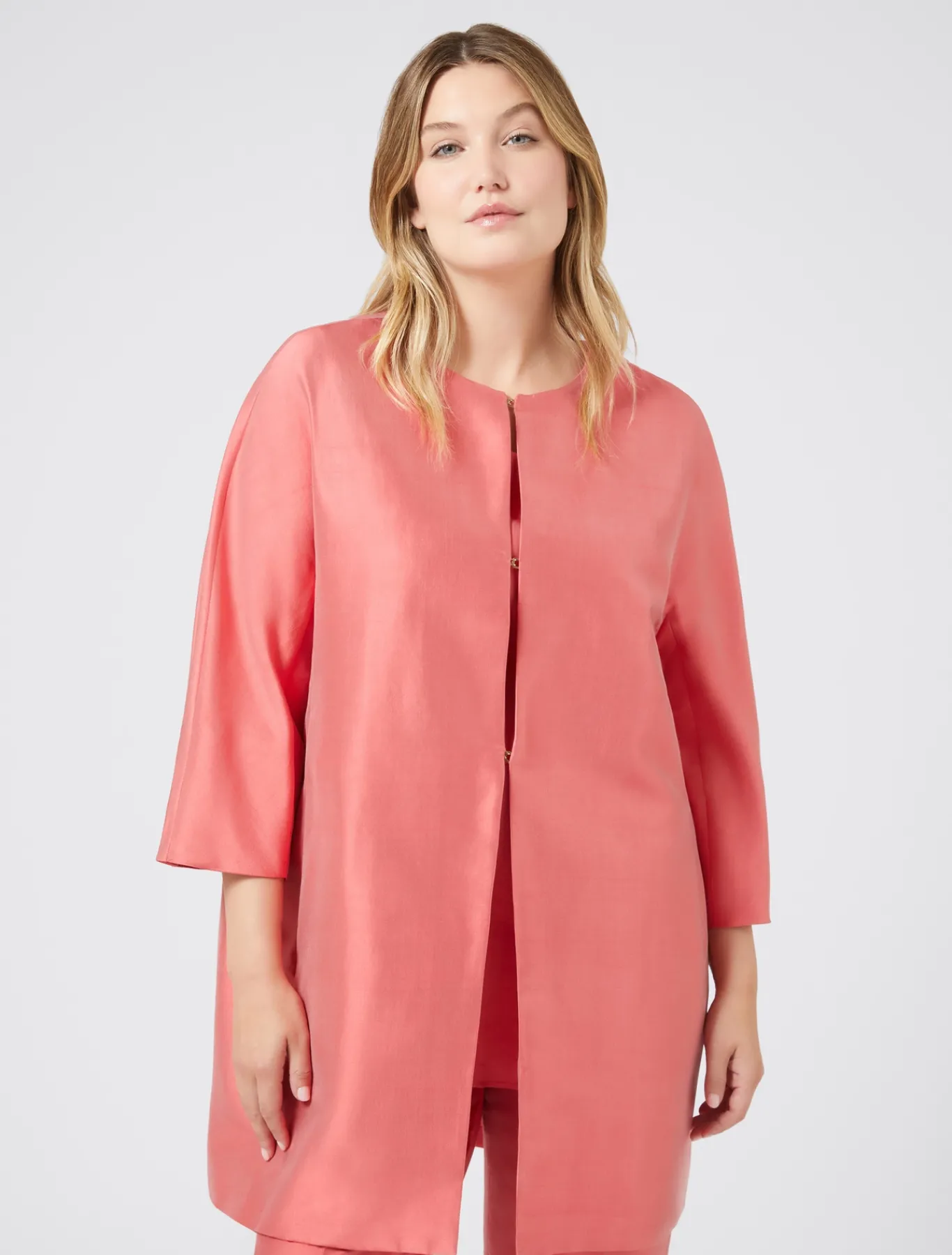 Marina Rinaldi Pardessus en shantung de soie ROUGE Online
