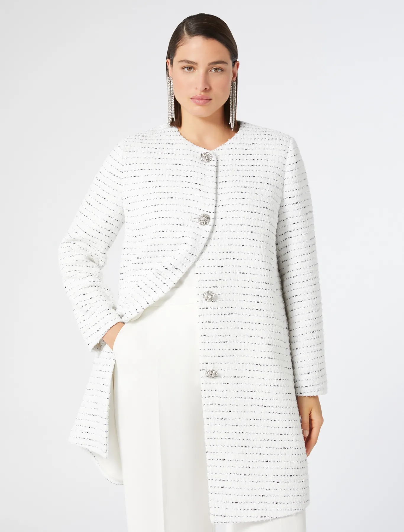 Marina Rinaldi Pardessus teint en fil BLANC Sale