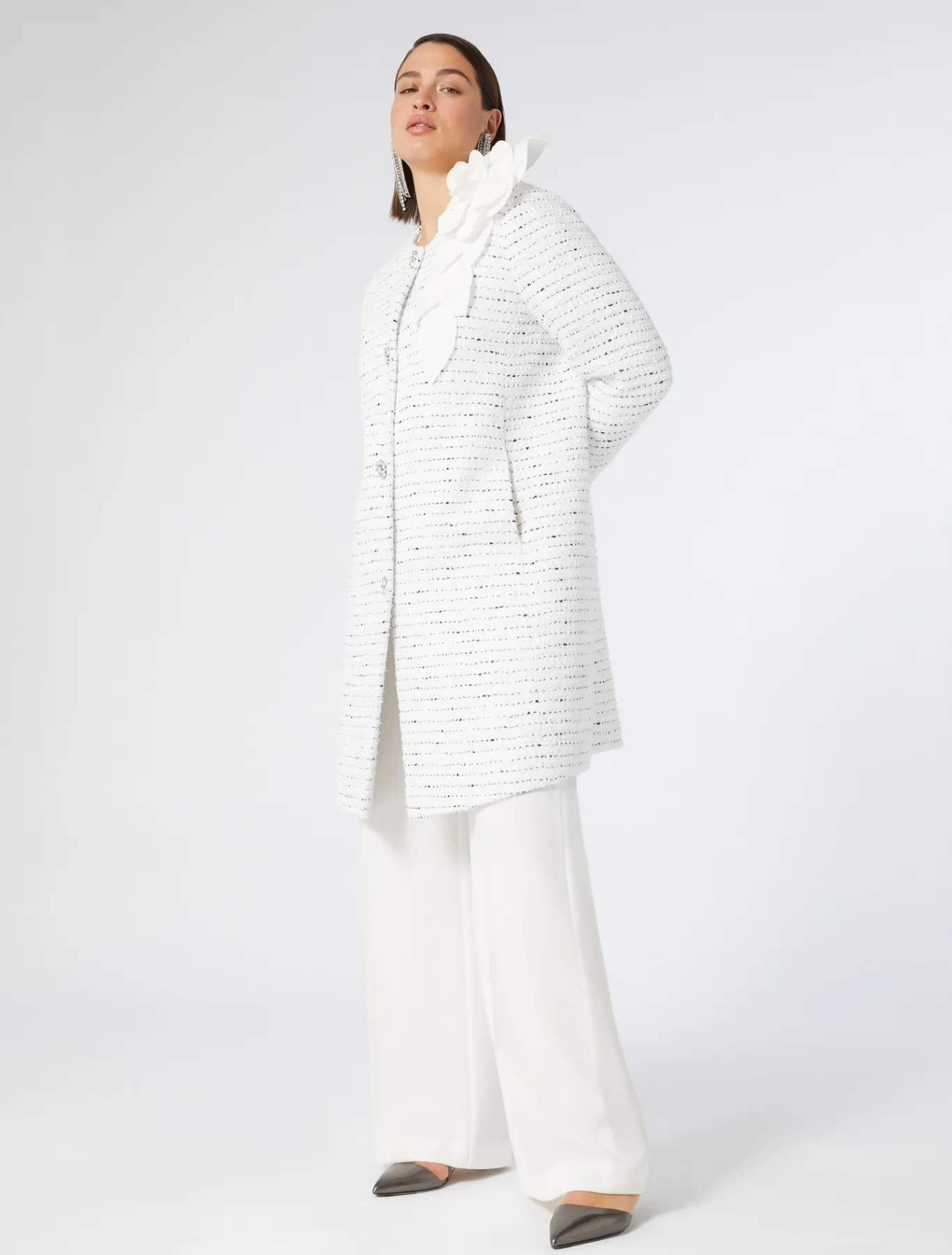 Marina Rinaldi Pardessus teint en fil BLANC Sale