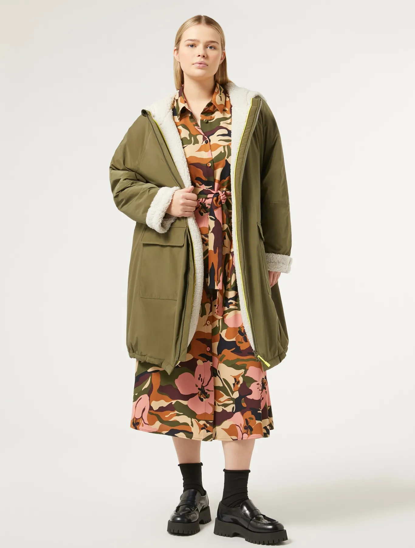 Marina Rinaldi Parka en taffetas déperlant KAKI Outlet