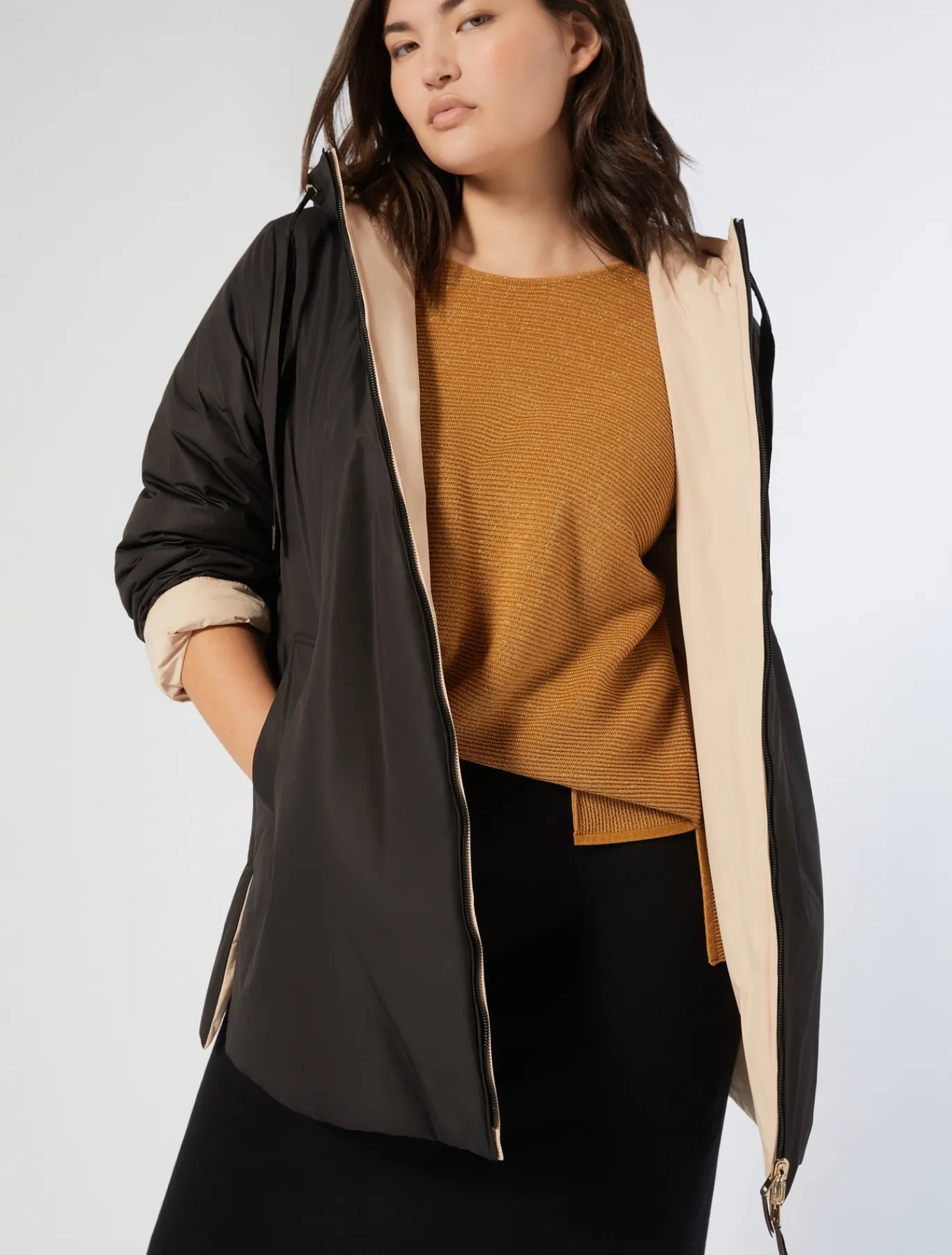 Marina Rinaldi Parka réversible en toile technique déperlante NOIR Online