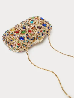 Marina Rinaldi Pochette avec strass et cabochons OR Outlet
