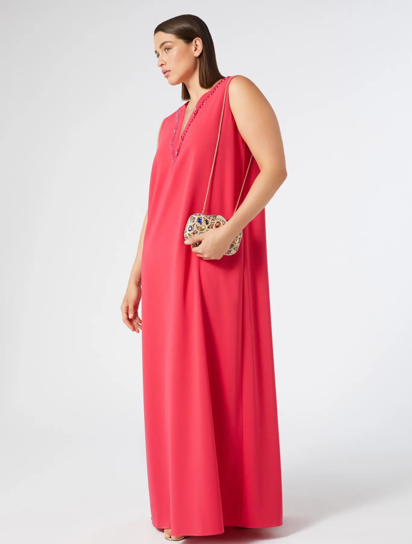 Marina Rinaldi Pochette avec strass et cabochons OR Outlet