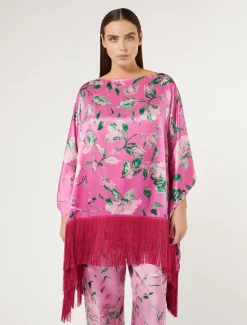 Marina Rinaldi Poncho en satin de soie ROSE New