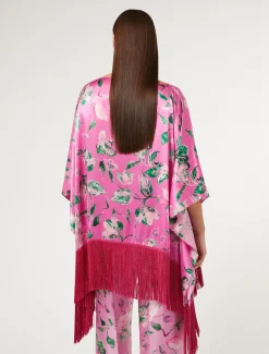 Marina Rinaldi Poncho en satin de soie ROSE New