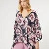 Marina Rinaldi Poncho en satin imprimé BLEUNUIT Fashion