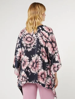 Marina Rinaldi Poncho en satin imprimé BLEUNUIT Fashion