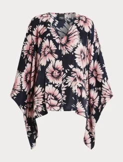 Marina Rinaldi Poncho en satin imprimé BLEUNUIT Fashion