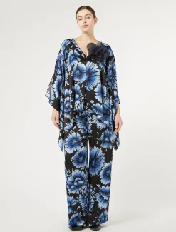Marina Rinaldi Poncho en satin imprimé NOIR Online