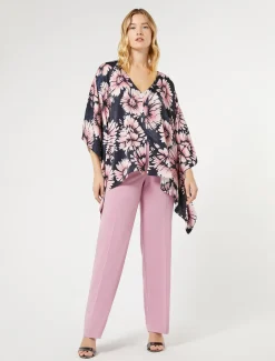 Marina Rinaldi Poncho en satin imprimé BLEUNUIT Fashion