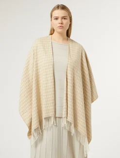 Marina Rinaldi Poncho en tissu teint en fil BEIGE Outlet