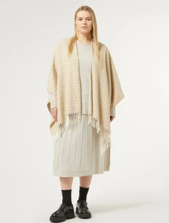 Marina Rinaldi Poncho en tissu teint en fil BEIGE Outlet