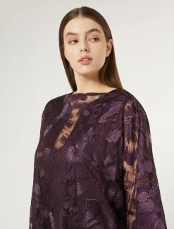 Marina Rinaldi Poncho en tulle brodé BORDEAUX Best