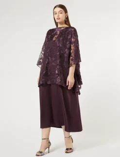 Marina Rinaldi Poncho en tulle brodé BORDEAUX Best