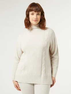 Marina Rinaldi Pull à col roulé en cachemire mélangé BEIGE Clearance