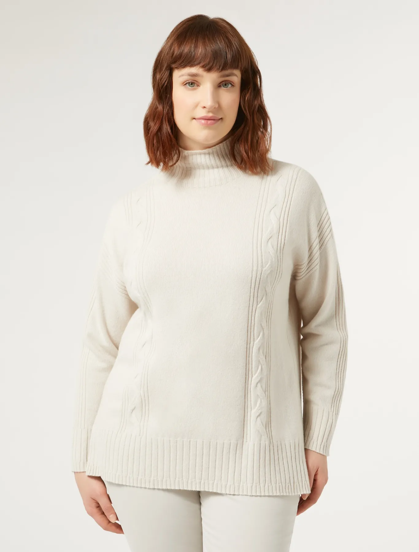 Marina Rinaldi Pull à col roulé en cachemire mélangé BEIGE Clearance