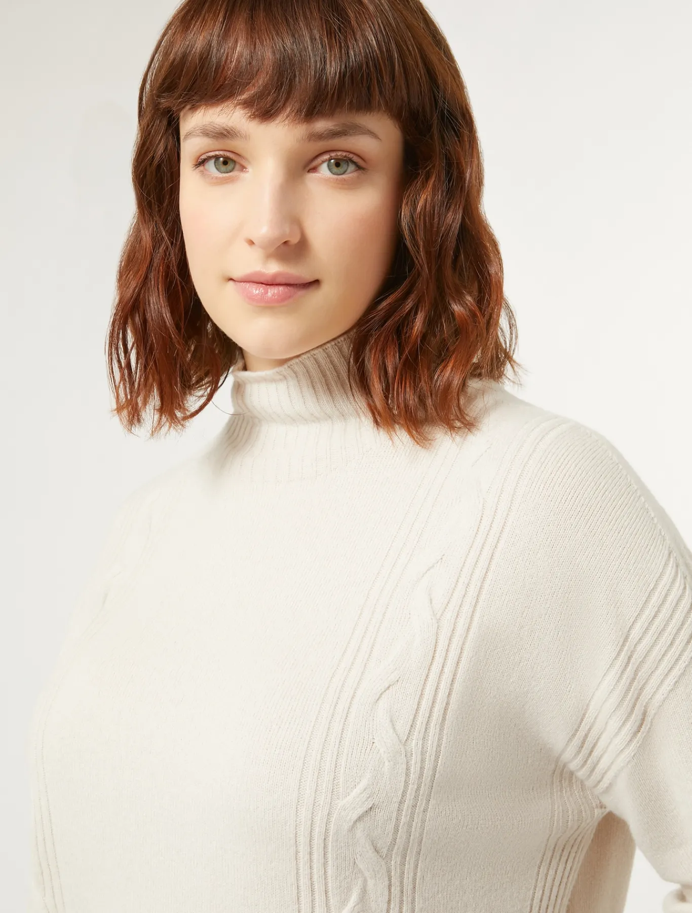 Marina Rinaldi Pull à col roulé en cachemire mélangé BEIGE Clearance