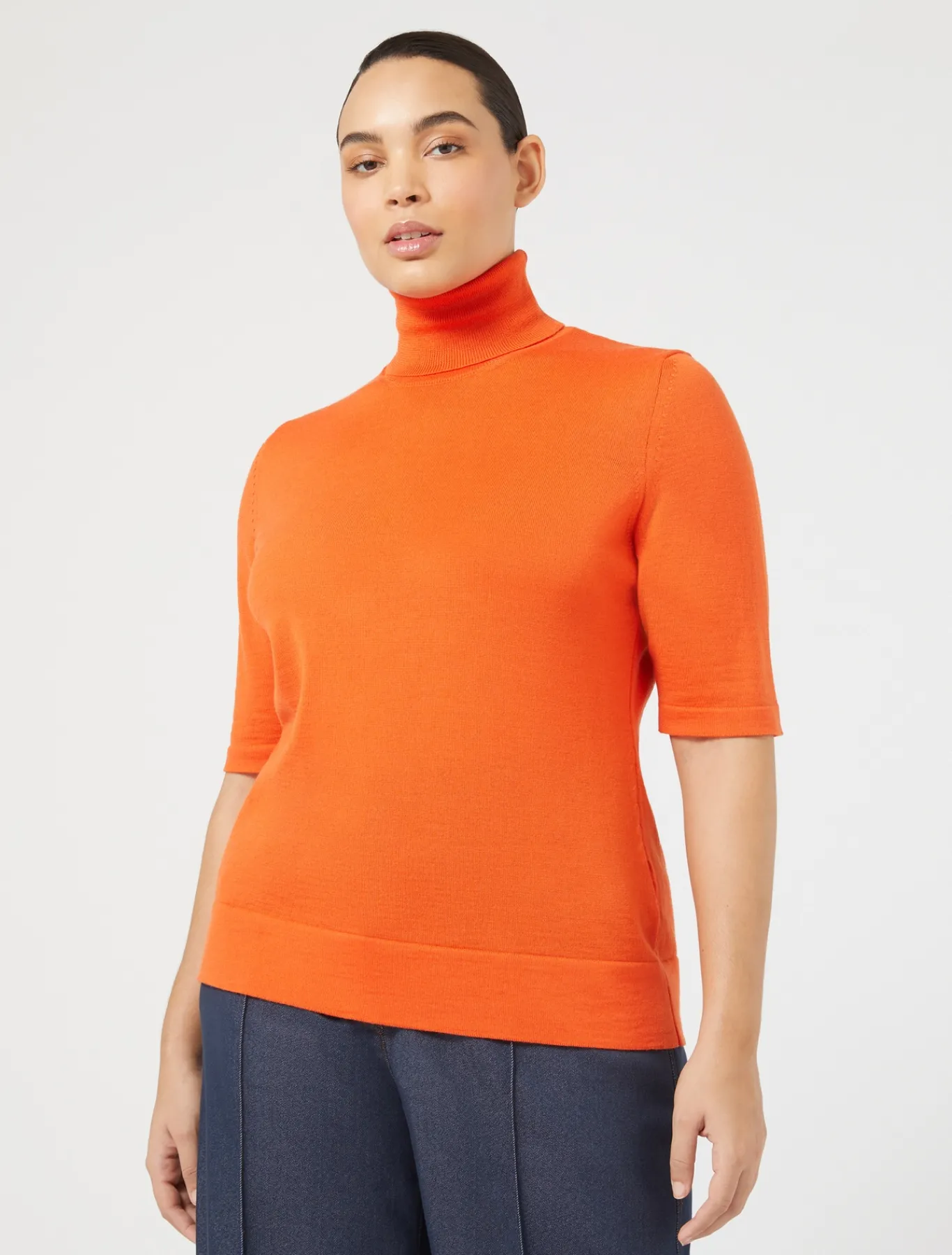 Marina Rinaldi Pull à col roulé en laine ORANGE Fashion