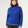Marina Rinaldi Pull à col roulé en laine et lurex BLEUET Best