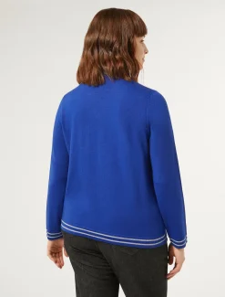 Marina Rinaldi Pull à col roulé en laine et lurex BLEUET Best