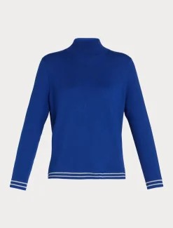 Marina Rinaldi Pull à col roulé en laine et lurex BLEUET Best