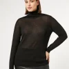 Marina Rinaldi Pull à col roulé en soie et cachemire NOIR Discount