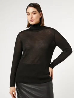 Marina Rinaldi Pull à col roulé en soie et cachemire NOIR Discount