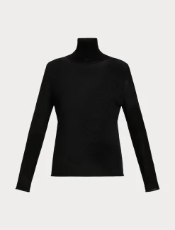 Marina Rinaldi Pull à col roulé en soie et cachemire NOIR Discount
