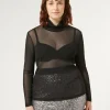 Marina Rinaldi Pull à col roulé en tulle stretch NOIR Best