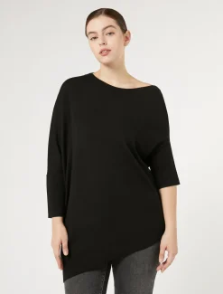 Marina Rinaldi Pull asymétrique en laine NOIR Sale