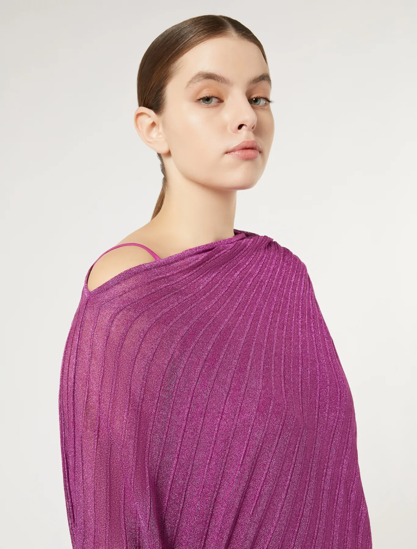 Marina Rinaldi Pull côtelé asymétrique ROSE Hot