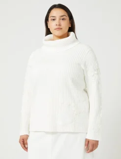 Marina Rinaldi Pull en coton avec broderies BLANCNEUTRE Hot