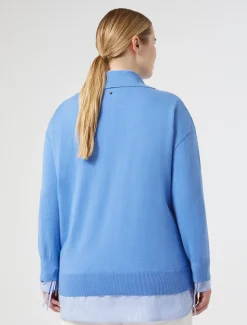 Marina Rinaldi Pull en coton cachemire GRISBLEU Clearance