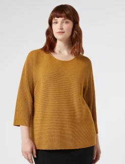 Marina Rinaldi Pull en crêpe de coton MOUTARDE Discount