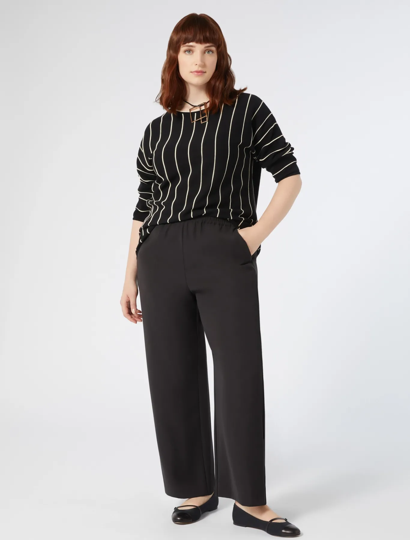 Marina Rinaldi Pull en crêpe de coton NOIR Outlet