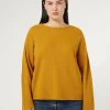 Marina Rinaldi Pull en fil de laine MOUTARDE New
