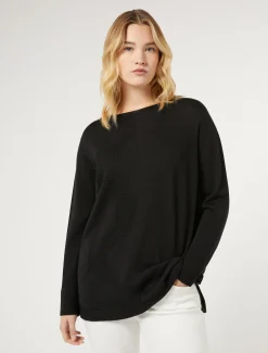 Marina Rinaldi Pull en fil de laine NOIR New