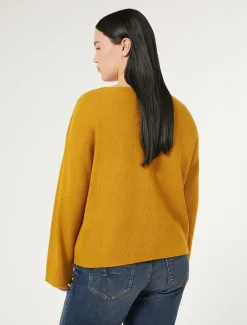 Marina Rinaldi Pull en fil de laine MOUTARDE New