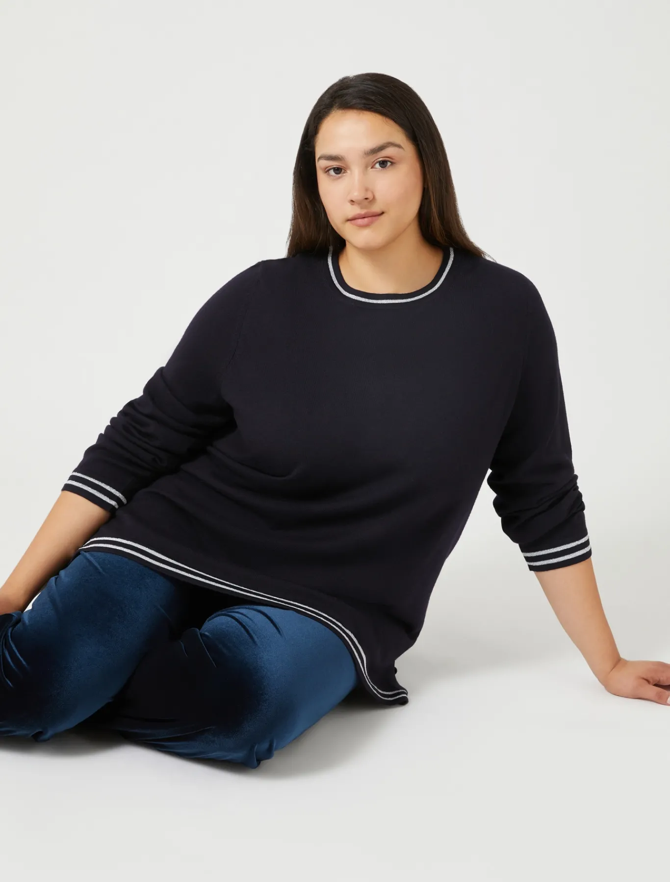 Marina Rinaldi Pull en laine et lurex BLEUNUIT Fashion