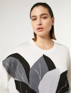 Marina Rinaldi Pull en laine et soie mélangées BLANC Outlet