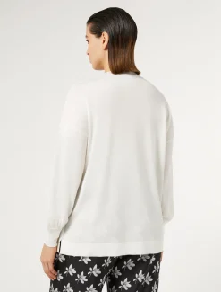 Marina Rinaldi Pull en laine et soie mélangées BLANC Outlet