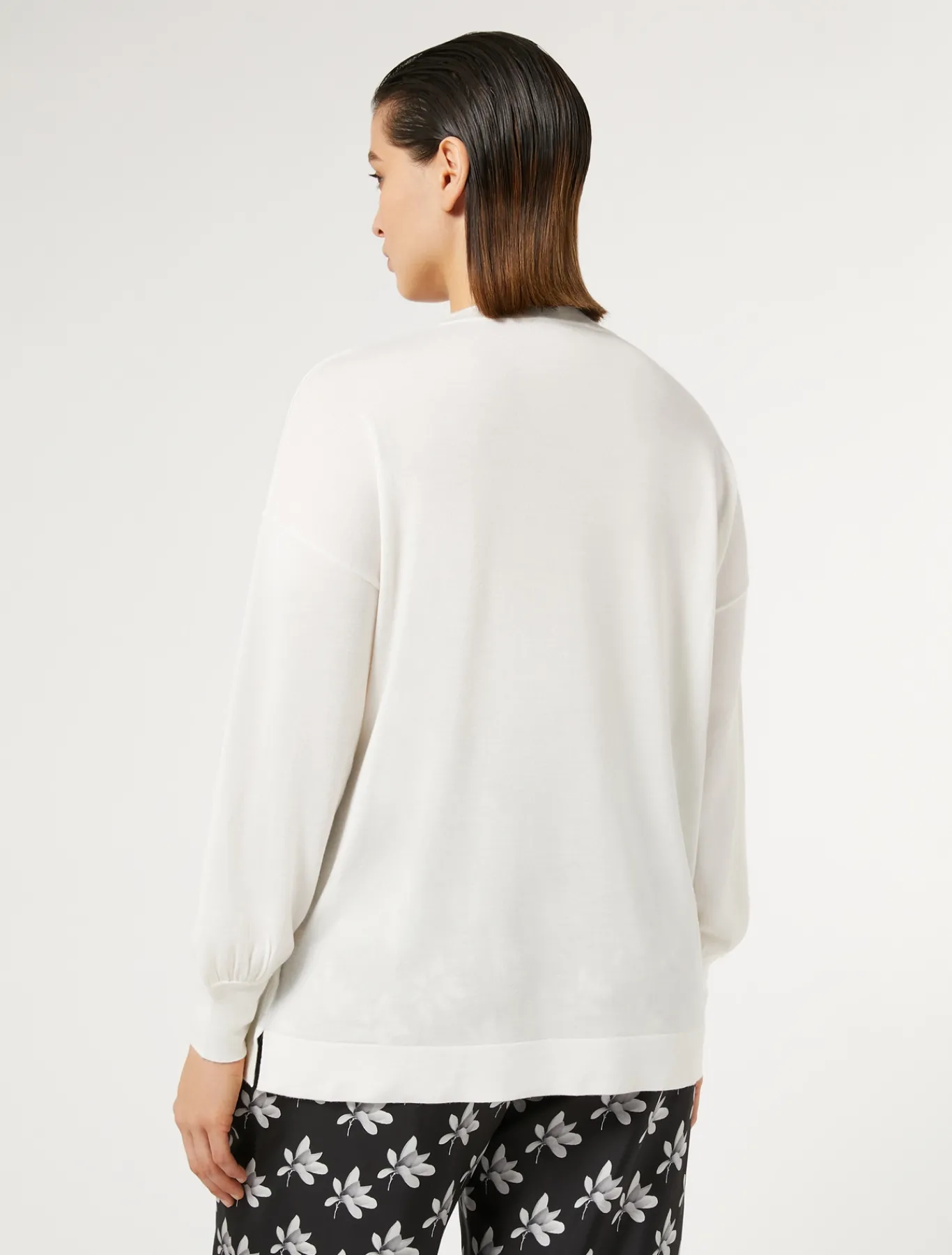 Marina Rinaldi Pull en laine et soie mélangées BLANC Outlet