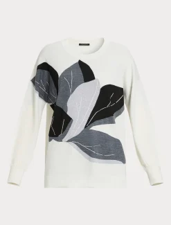 Marina Rinaldi Pull en laine et soie mélangées BLANC Outlet