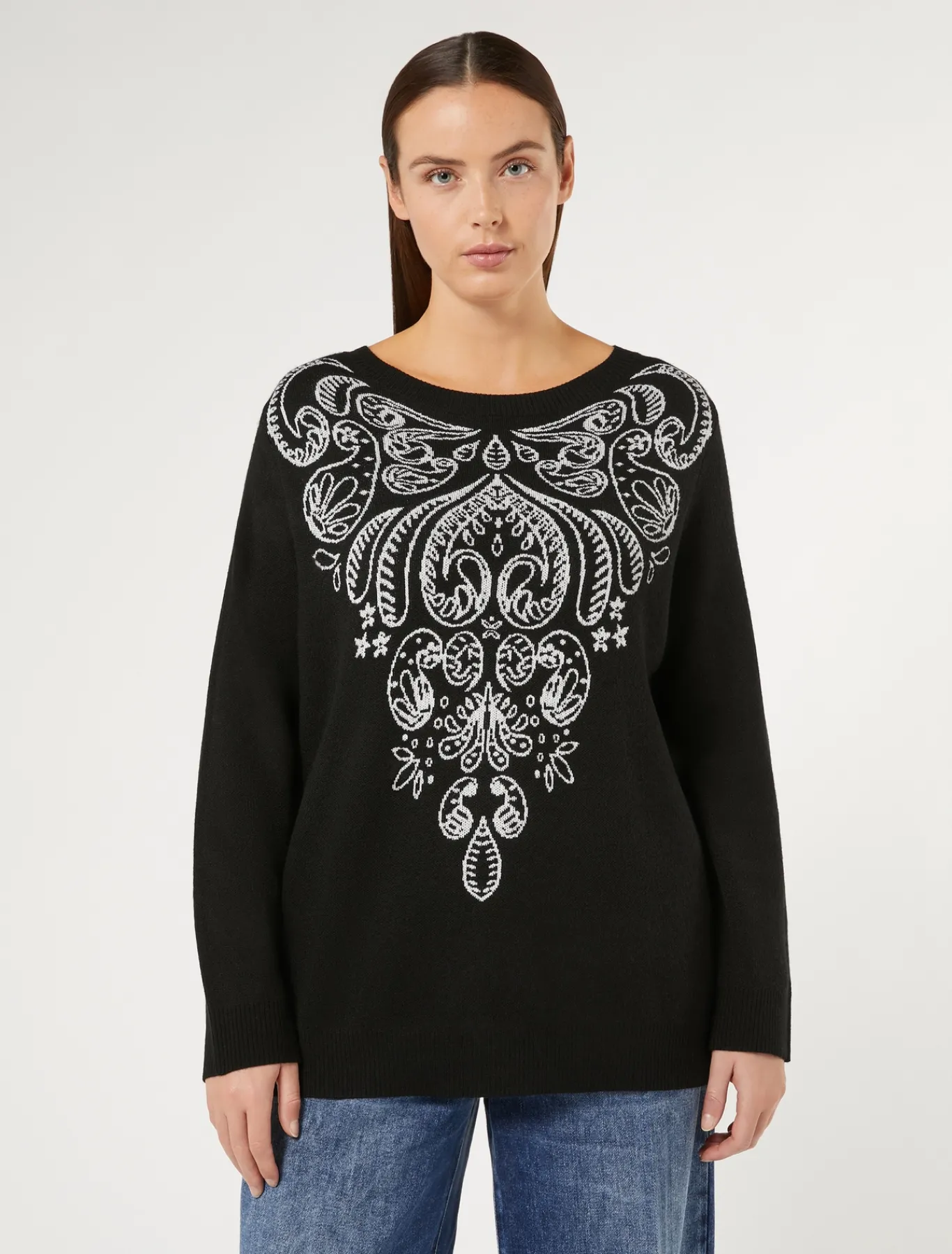 Marina Rinaldi Pull en laine et viscose NOIR New
