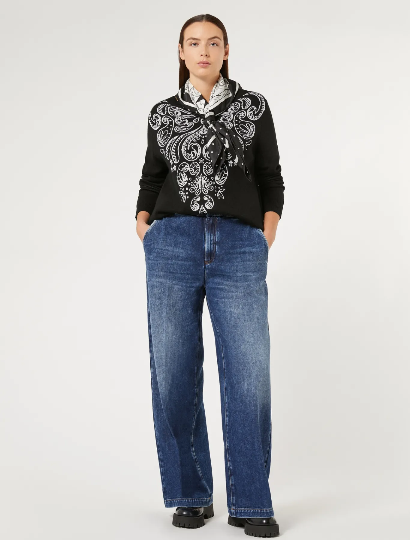 Marina Rinaldi Pull en laine et viscose NOIR New