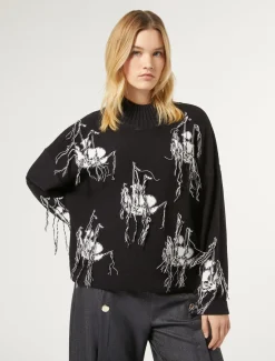 Marina Rinaldi Pull en laine jacquard mélangée BLEUNUIT Fashion