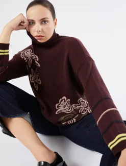 Marina Rinaldi Pull en laine mélangée AUBERGINE Clearance
