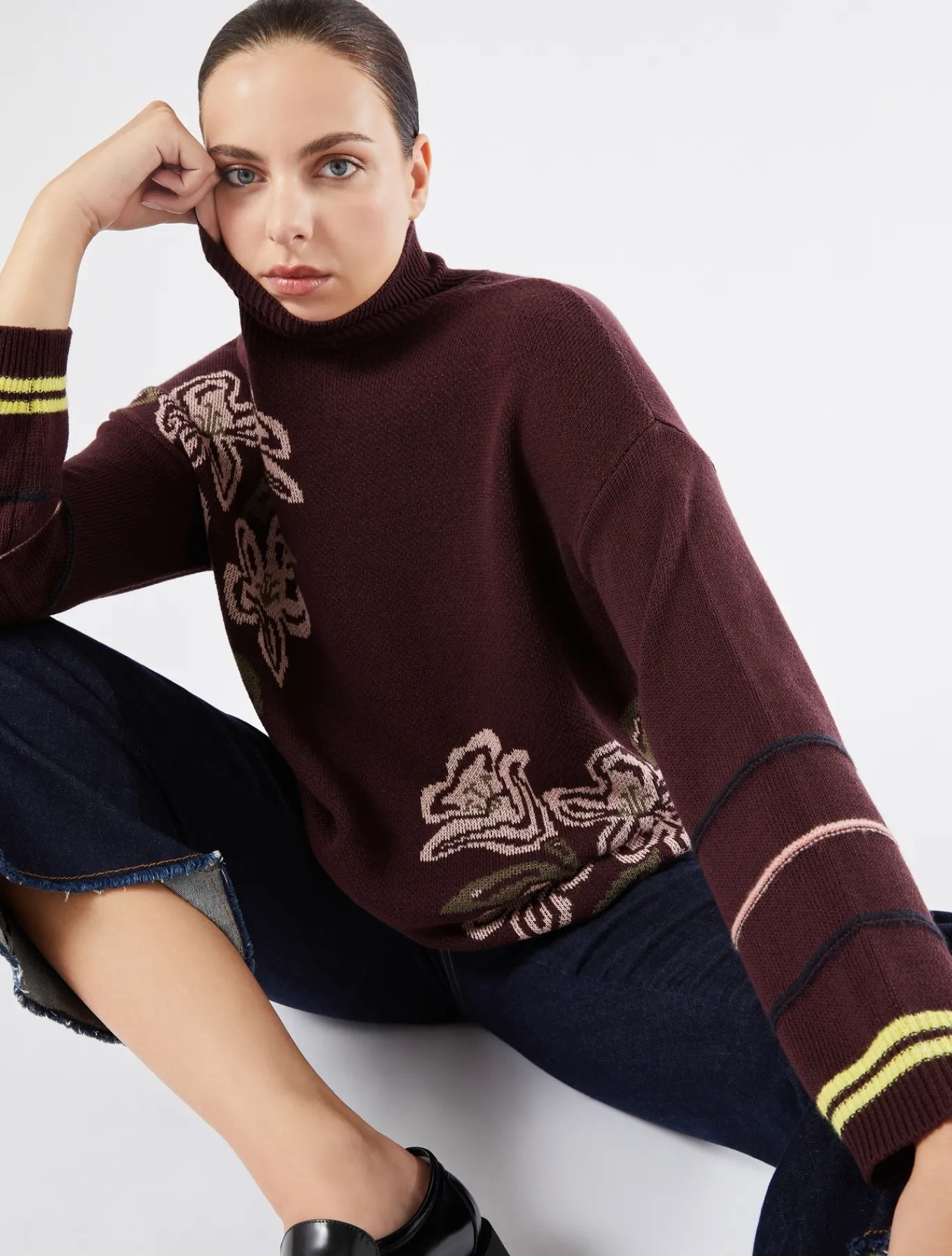 Marina Rinaldi Pull en laine mélangée AUBERGINE Clearance